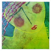 Einzigartiges Abstraktes Portrait eines roten Kopf Fliese (Vorderseite)