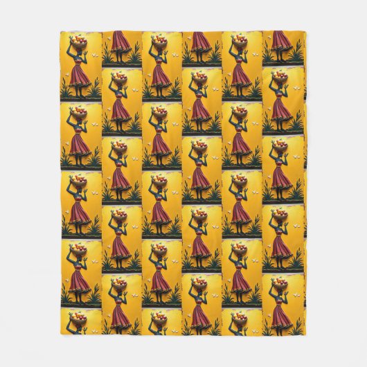 Einzigartiges afrikanisches Kunstwerk, Wohngestalt Fleecedecke (Vorderseite)