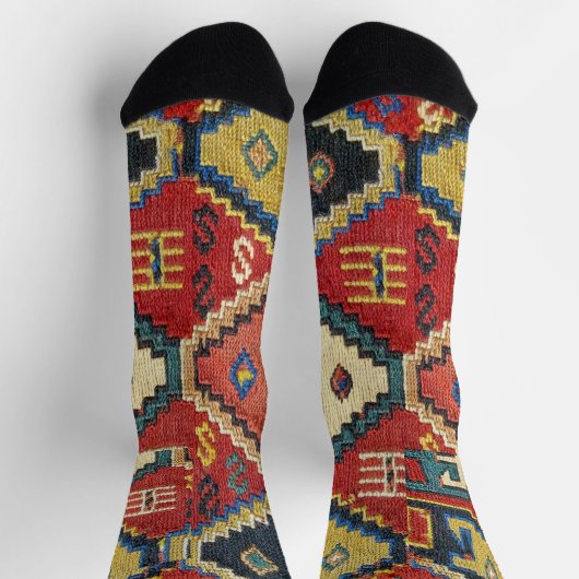 Einzigartiges antikes Kilim Rug Design Socken (Oben)