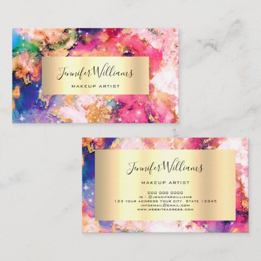 Einzigartiges Aquarell Funkelnd Gold Fossilienmuse Visitenkarte (Vorne/Hinten)