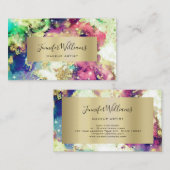 Einzigartiges Aquarell Funkelnd Gold Fossilienmuse Visitenkarte (Vorne/Hinten)