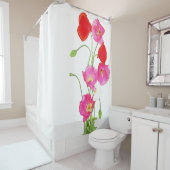 Einzigartiges Aquarell-rote rosa weiße Mohnblumen Duschvorhang (Beispiel)