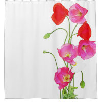 Einzigartiges Aquarell-rote rosa weiße Mohnblumen