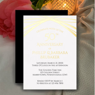 Einzigartiges Arch Golden 50. Hochzeitliches Party Folieneinladung