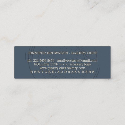 Einzigartiges Bakery Rolling Button mit zwei ausge Mini Visitenkarte (Rückseite)