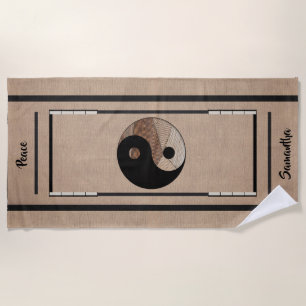 Einzigartiges Bambus-Yin-Yang-Symbol Khaki Strandtuch