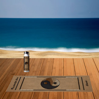 Einzigartiges Bambus Yin-Yang Symbol Khaki  Yogamatte