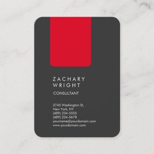 Einzigartiges Berufliches Grau Rot Modernes Elegan Visitenkarte (Vorderseite)