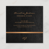 Einzigartiges berufliches schwarzes Gold mit Monog Quadratische Visitenkarte (Rückseite)
