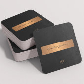 Einzigartiges berufliches schwarzes Gold mit Monog Quadratische Visitenkarte