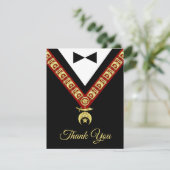 Einzigartiges Black Tuxedo Gold und Red Shriner Je Dankeskarte (Stehend Vorderseite)
