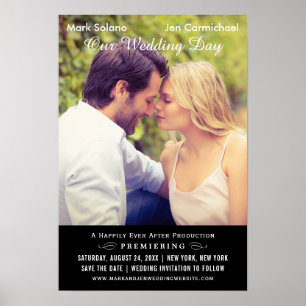Einzigartiges Black Wedding Foto Save the Date Fil Poster