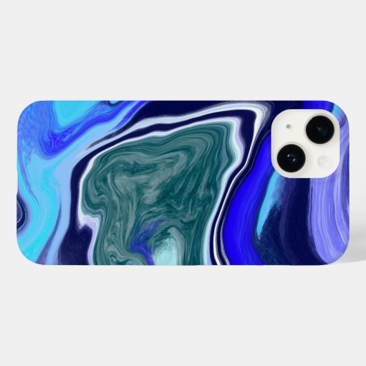 Einzigartiges Blau- und Weißmarmor-Fluid Art Case-Mate iPhone Hülle (Rückseite (Horizontal))