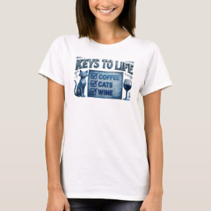 Einzigartiges blaues COFFEE THEN WINE künstlerisch T-Shirt