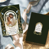 Einzigartiges blaues florales Save the Date Foto Einladung