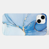Einzigartiges blaues Gold-Marmor-Muster iPhone / A Case-Mate iPhone Hülle (Rückseite (Horizontal))