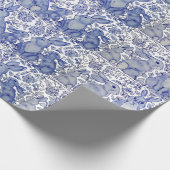 Einzigartiges blaues Kaninchen-Blumenmuster Geschenkpapier (Ecke)