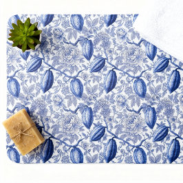 Einzigartiges blaues Toile-Kokos-Chic-Botanikmuste Badematte