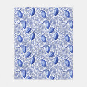 Einzigartiges blaues Toile-Kokos-Chic-Botanikmuste Fleecedecke (Vorderseite)