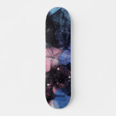 Einzigartiges blaurosa abstraktes Kunstwerk Skateboard (Vorne)