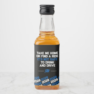 Einzigartiges Blue & Black Abschluss Mini Alkoholflaschenetikett