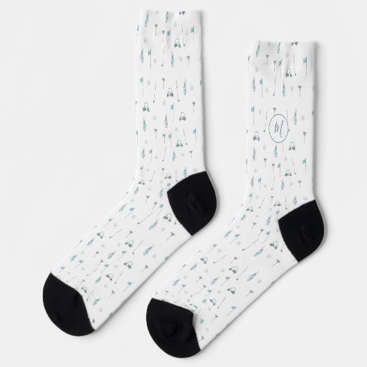 Einzigartiges Blue Golf Cart Monogram Socken (Linkes Detail)