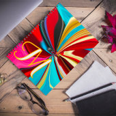 Einzigartiges Blue Red Gold Monogramm Abstrakt flü Notizblock