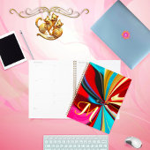 Einzigartiges Blue Red Gold Monogramm Abstrakt flü Planer