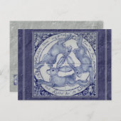Einzigartiges Blue Three Rabbits Hares Tile Mural Postkarte (Vorne/Hinten)