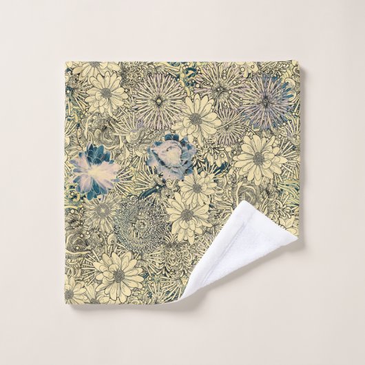 Einzigartiges Blumenmuster Badetuch Set (Waschlappen)