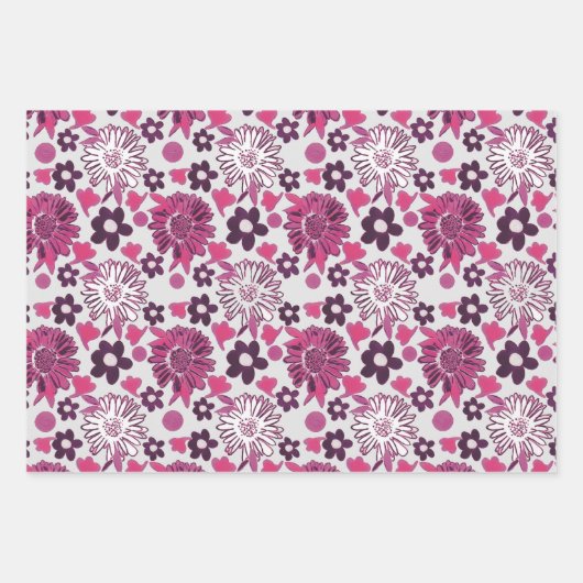 Einzigartiges Blumenmuster - Farben mischen Geschenkpapier Set (Vorderseite 2)