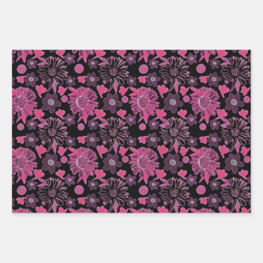 Einzigartiges Blumenmuster - Farben mischen Geschenkpapier Set (Vorderseite)