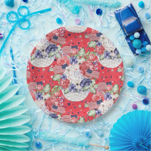 Einzigartiges Blumenmuster in Aquarellfarben und U Pappteller (Party)