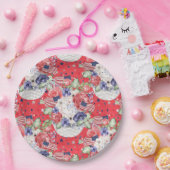 Einzigartiges Blumenmuster in Aquarellfarben und U Pappteller (Party)