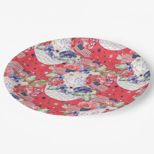 Einzigartiges Blumenmuster in Aquarellfarben und U Pappteller (Schrägansicht)