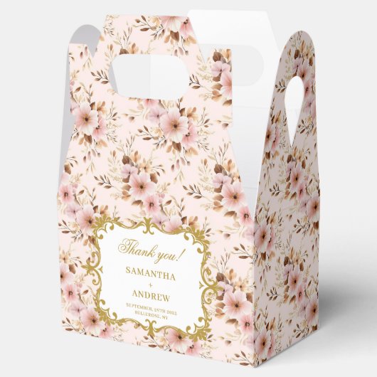 Einzigartiges Blush Gold Boho Gastgeschenk Hochzei Geschenkschachtel (Geöffnet)