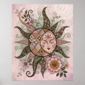 Einzigartiges Bohemisches Sonnenmoon-Poster, Blume Poster (Vorne)