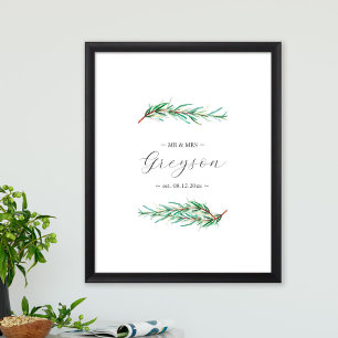 Einzigartiges botanisches Hochzeitsszeichen und Be Poster