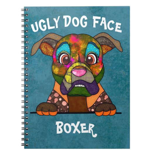 Einzigartiges Boxer-Hundegesicht-Notebook Notizblock (Vorderseite)