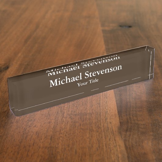 Einzigartiges Braun Elegant Modernes Schreibtisch Namensplakette (Seite)
