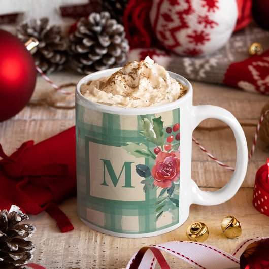 Einzigartiges Buffalo-kariertes Muster xmas grünes Kaffeetasse
