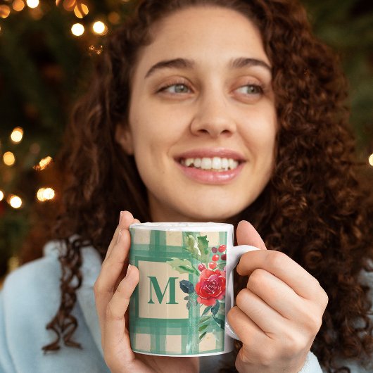 Einzigartiges Buffalo-kariertes Muster xmas grünes Kaffeetasse