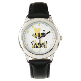 Einzigartiges Bumblebee Doodle Personalisiert Zeic Armbanduhr