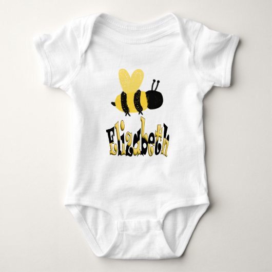 Einzigartiges Bumblebee Doodle Personalisiert Zeic Baby Strampler (Vorderseite)