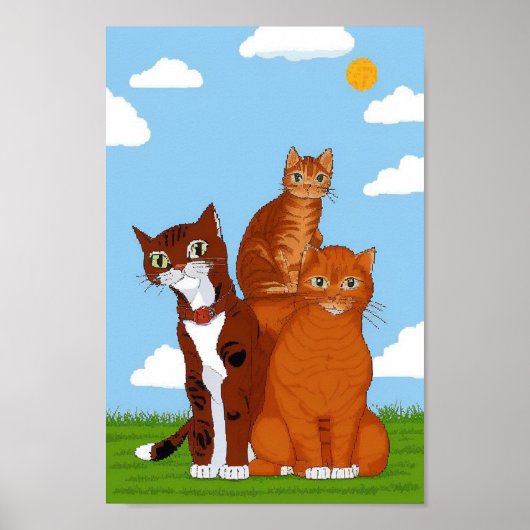Einzigartiges Cat Family Illustration Art Download Poster (Vorne)