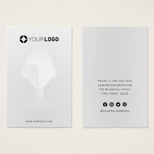 Einzigartiges cooles Portrait-Logo Ohrring-Display (Vorne & Hinten)