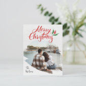 Einzigartiges Couple Foto Frohe Weihnachten (Stehend Vorderseite)