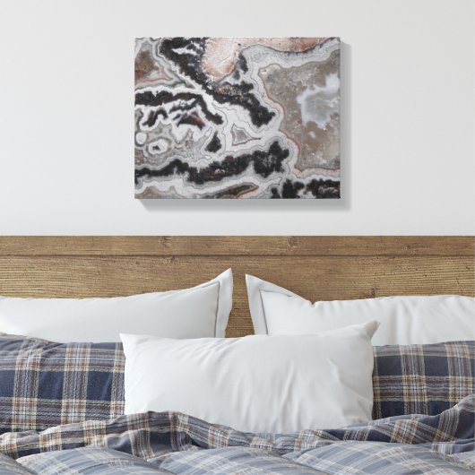 Einzigartiges Crazy Lace Agate Wrapped Canvas Prin Leinwanddruck (Insitu (Schlafzimmer))