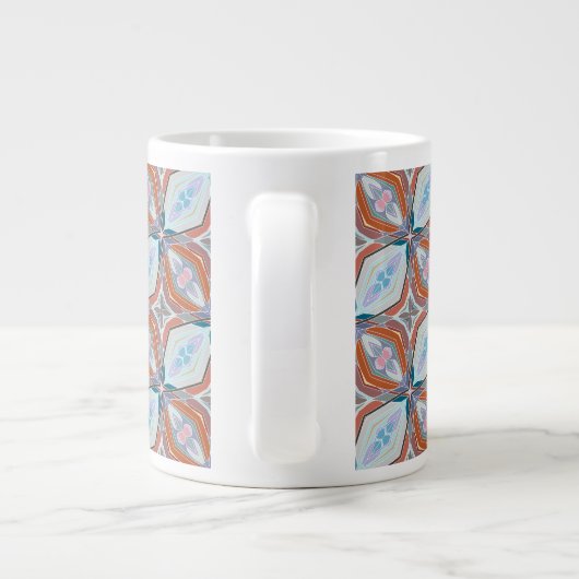Einzigartiges Design aus Rost, Aquamarin, hellblau Jumbo-Tasse (Rückseite)