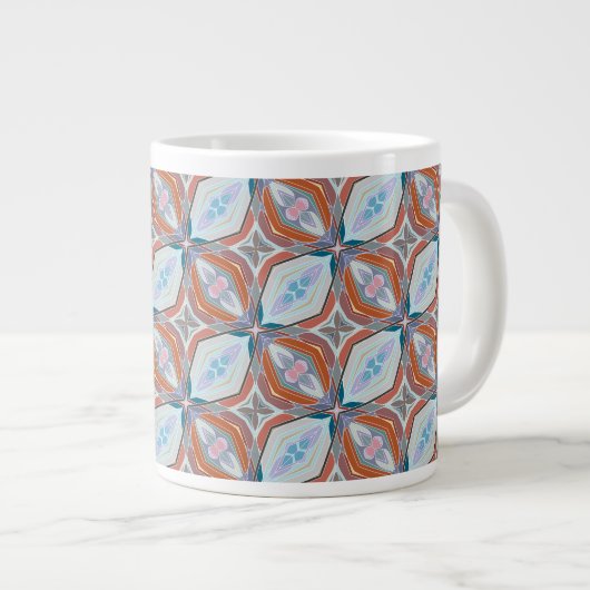 Einzigartiges Design aus Rost, Aquamarin, hellblau Jumbo-Tasse (Vorderseite Rechts)